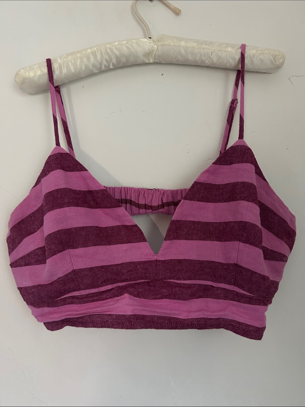 a new day Pink & Magenta Striped Cropped Tank